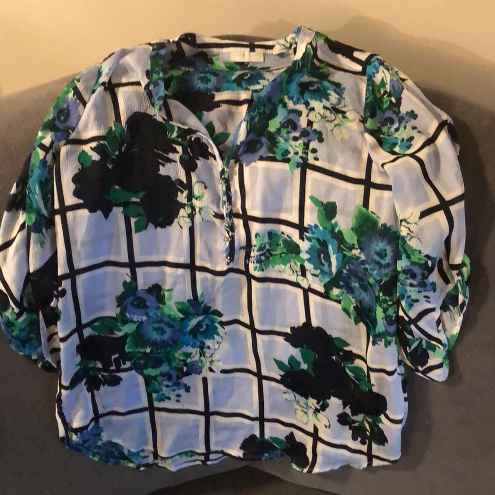Blue floral blouse